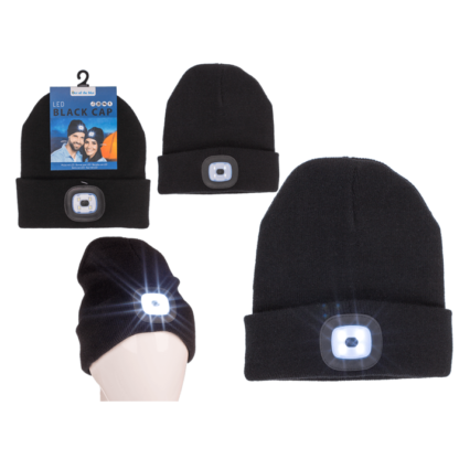 Black cap with 4 LED (incl. batteries),