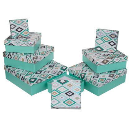 Green gift box with hash pattern,