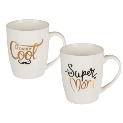 New Bone China mug, Super Mom & Daddy Cool,