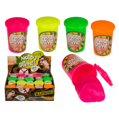 Noisy slime in plastic tin,