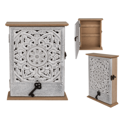 Key holder box, white floral decor,