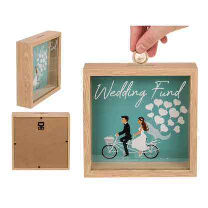 Wooden saving box, wedding fund,