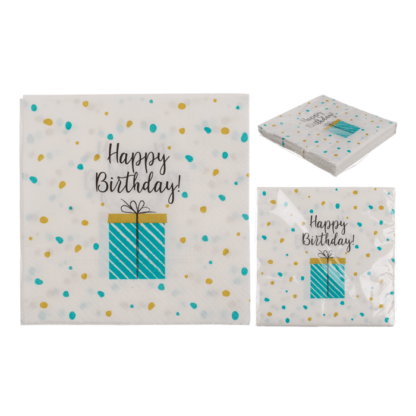 Paper napkins, present with Happy