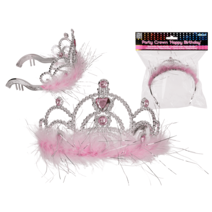 Party crown with rose coloured deco stones &