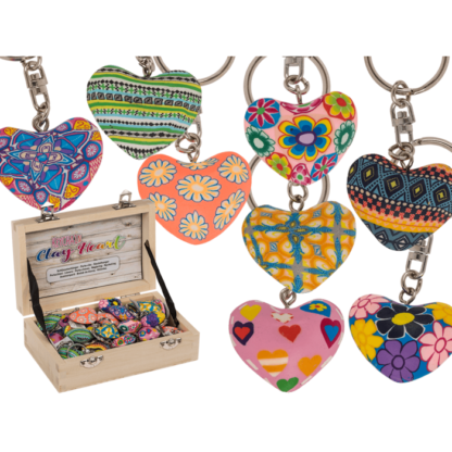 Metal keychain, Clay Heart,