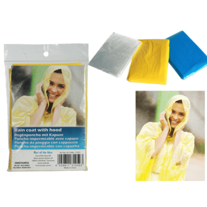 Hooded rain poncho, one size,