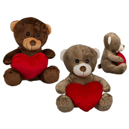 Plush bear with red heart,