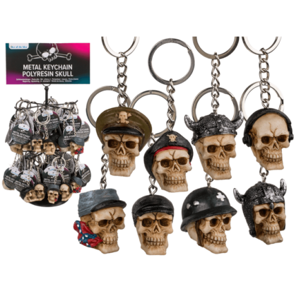 Metal keychain, Polyresin Skull,