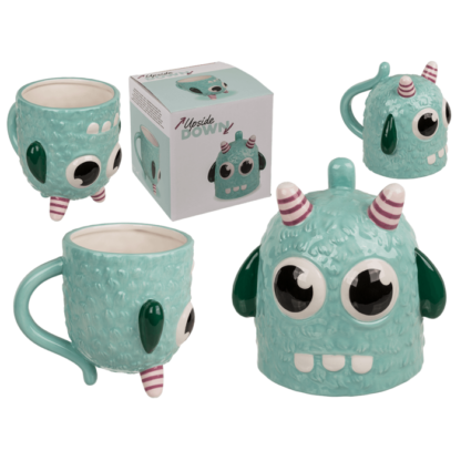 Upside Down Mug, Monster, blue, ca. 12 x 14 cm,