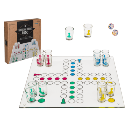 Ludo Drinking Game  with 16 glasses & 2 dices,