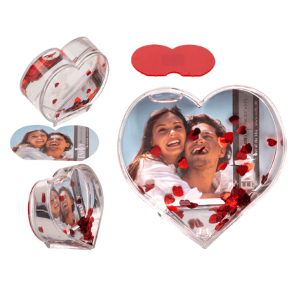 3D-Acrylic glitter heart waterglobe  with heart