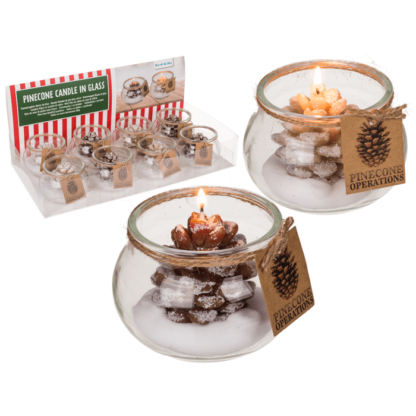 Candle, pinecone,