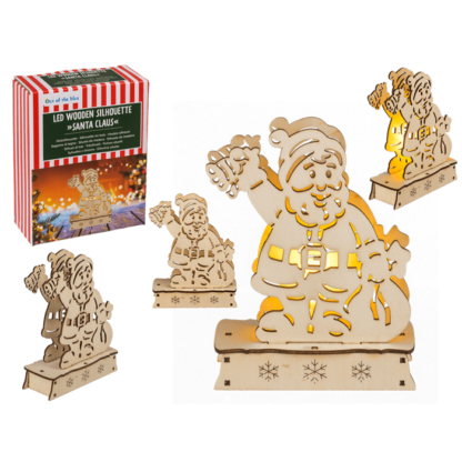 Wooden  silhouette, Santa Claus, with LED