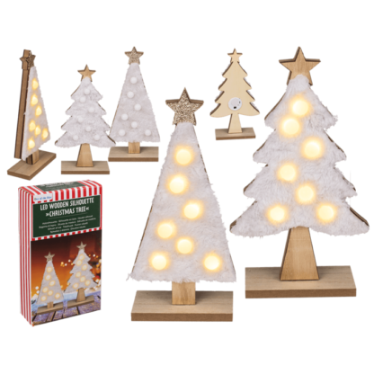Wooden  silhouette, Christmas Tree, with LED
