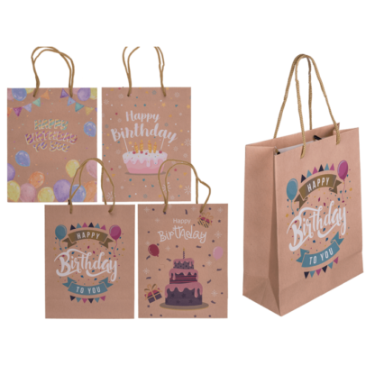 Brown coloured Paper bag, Happy Birthday,