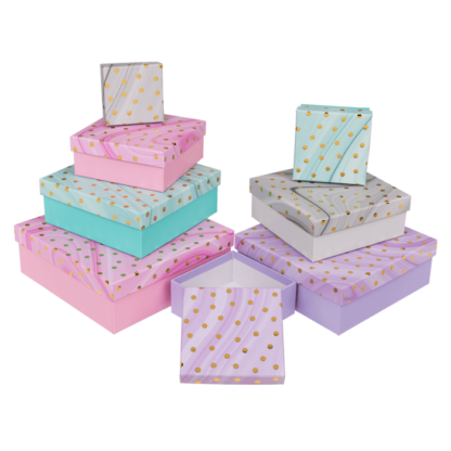 Multicoloured gift boxes, Golden Dots,
