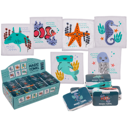 Magic cotton towel, sea animals,