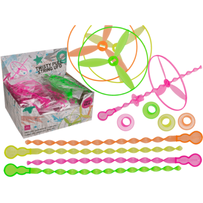 Twisty Pull-string Ufo, Neon, approx. 20,5 cm,